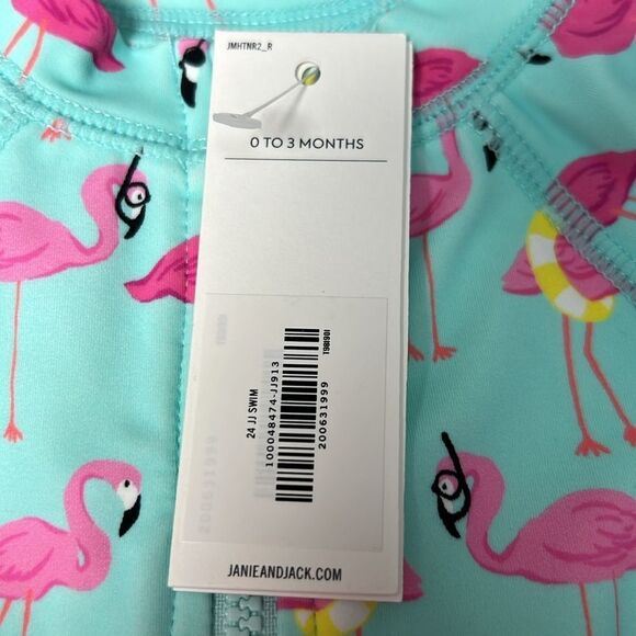 Janie and Jack 100048474 Baby Recycled Flamingo Rash Guard Swimsuit size 0-3 M - Picture 4 of 9